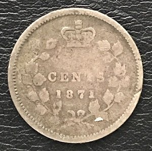 1871 Canadian 5 cents