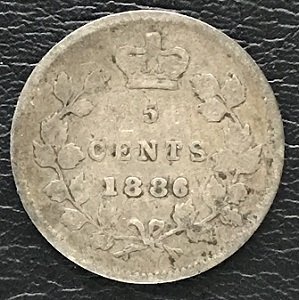 1886 five cents Canadian