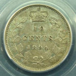 1894 10 cents AU50