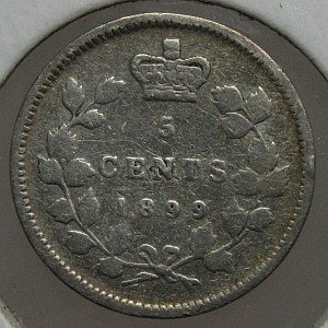 1899 silver 5 cent canada