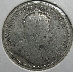 1906 25 cents large crown