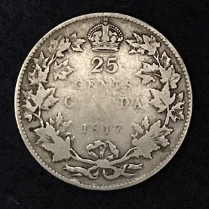 Canada 1917 silver 25 cents