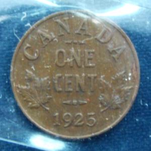 1925 key date Canadian one cent