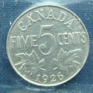 1926 Canadian nickel far 6