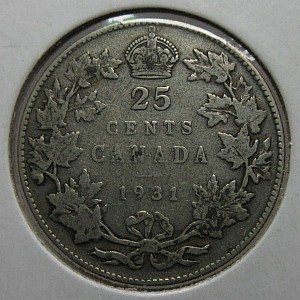 1931 25 cents Canada