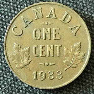 1933 penny Canada