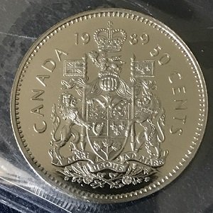 1989 50 cents Canada iccs grade