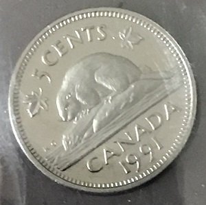 1991 Proof 5 Cents Canada