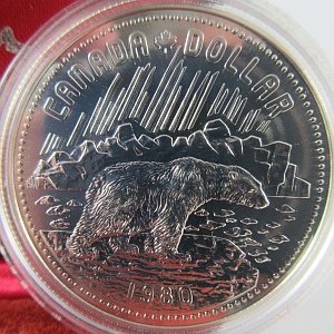 1980 Polar Bear silver dollar